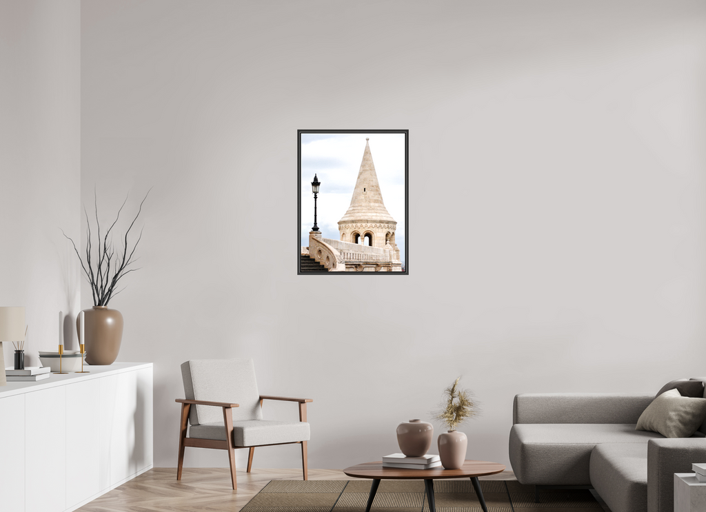 60 x 80 cm, Glossy Canvas with Black Frame Fisherman’s Bastion, Budapest – Architectural Print