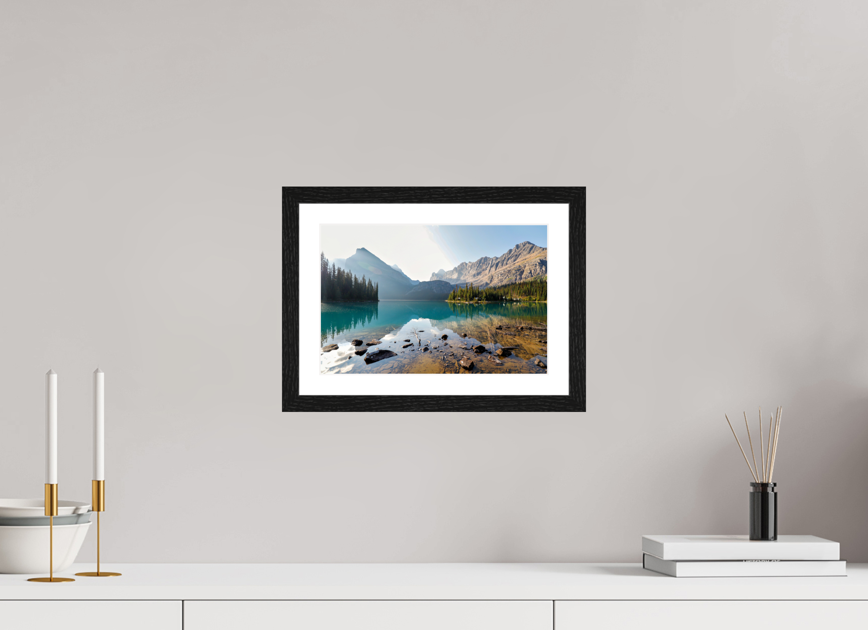 30 x 20 cm, Glossy Fine Art Print with Black Frame Lake O’Hara, Yoho National Park – Mountain Landscape Photography