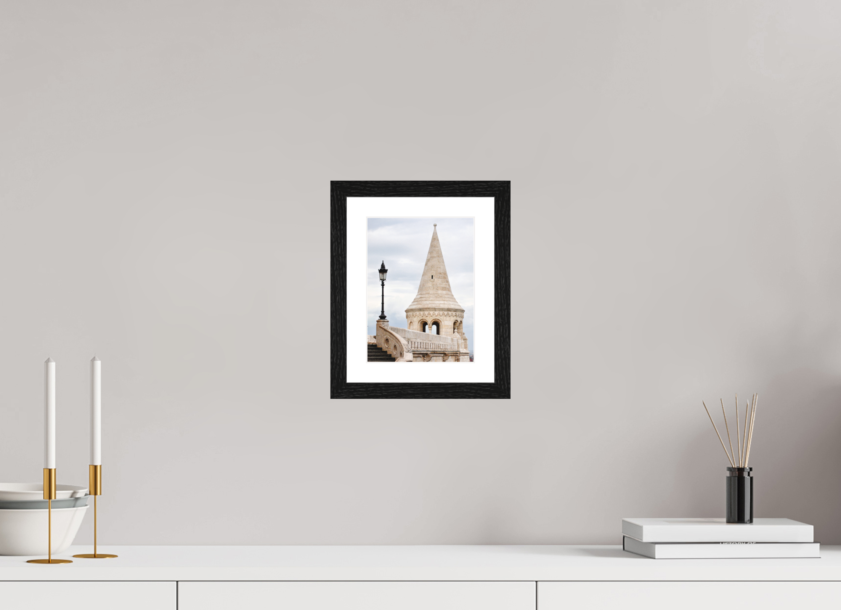 15 x 20 cm, Matte Art Prints with Black Wood Frame Fisherman’s Bastion, Budapest – Architectural Print