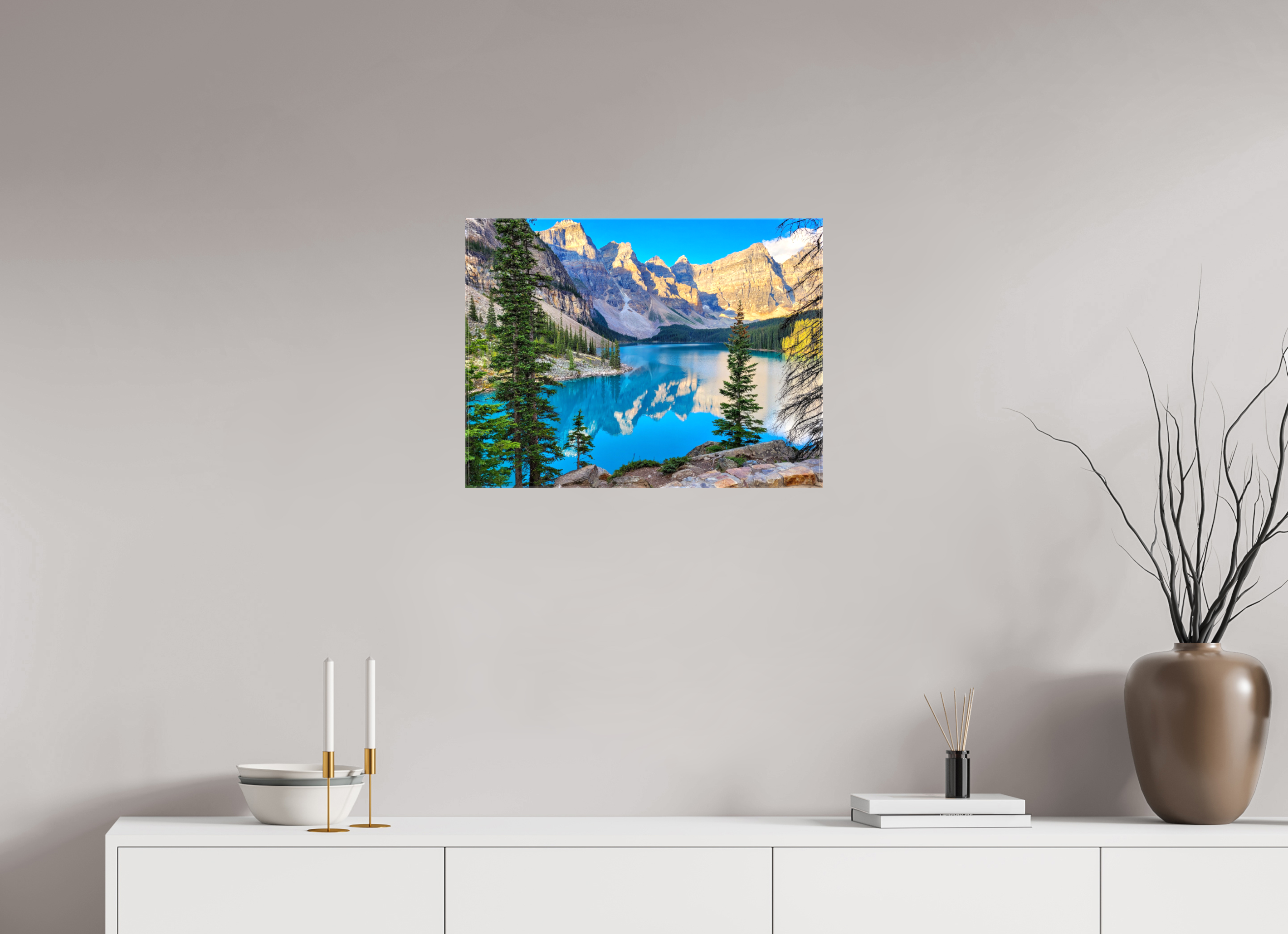 60 x 45 cm, Canvas Print - NO FRAME Moraine Lake, Banff – Mountain Landscape Print