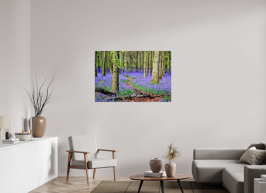 120 x 80 cm, Glossy Fine Print - NO FRAME Bluebell Forest in England – Nature Print