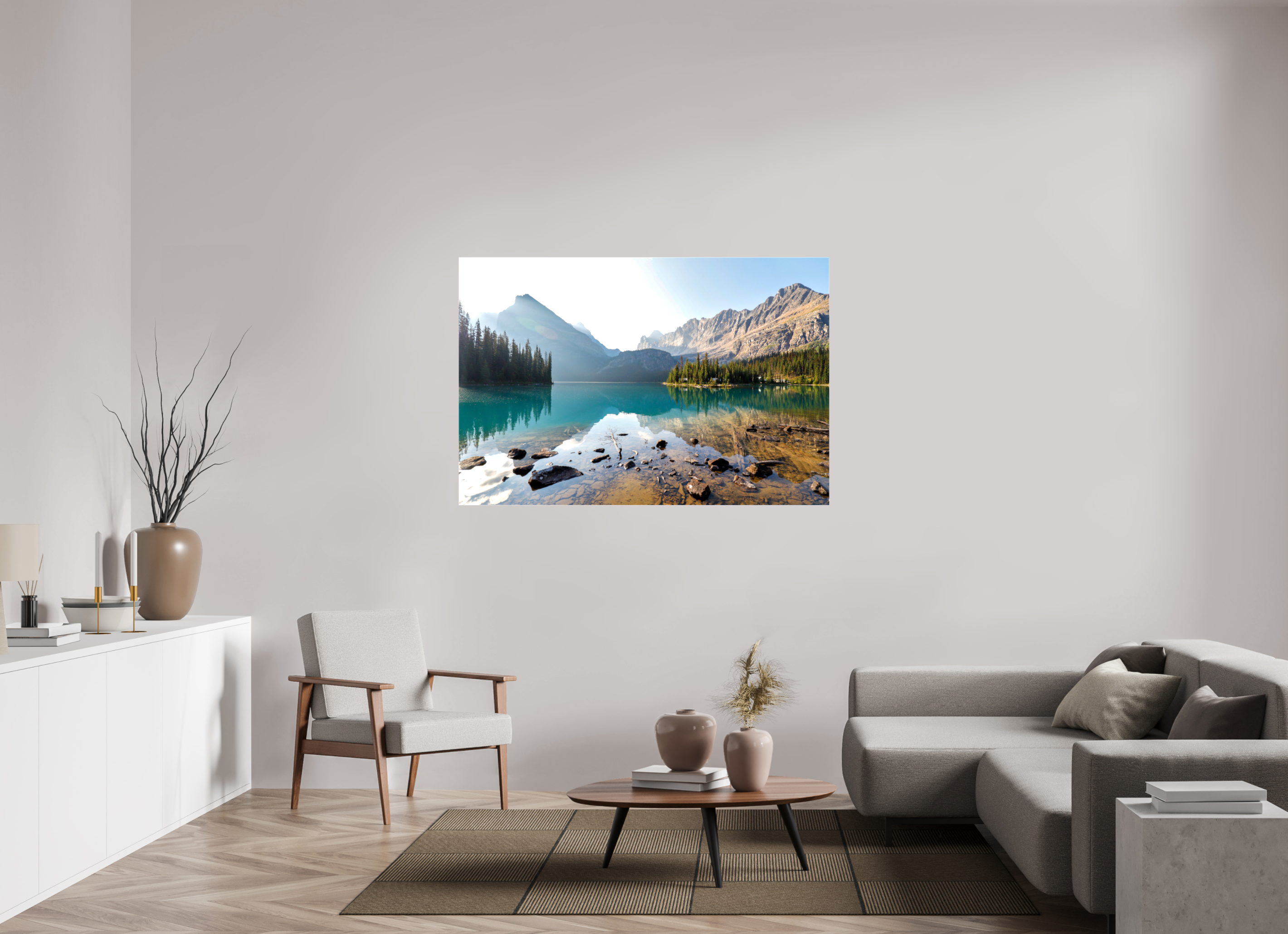 150 x 100 cm, Canvas Print - NO FRAME Lake O’Hara, Yoho National Park – Mountain Landscape Photography