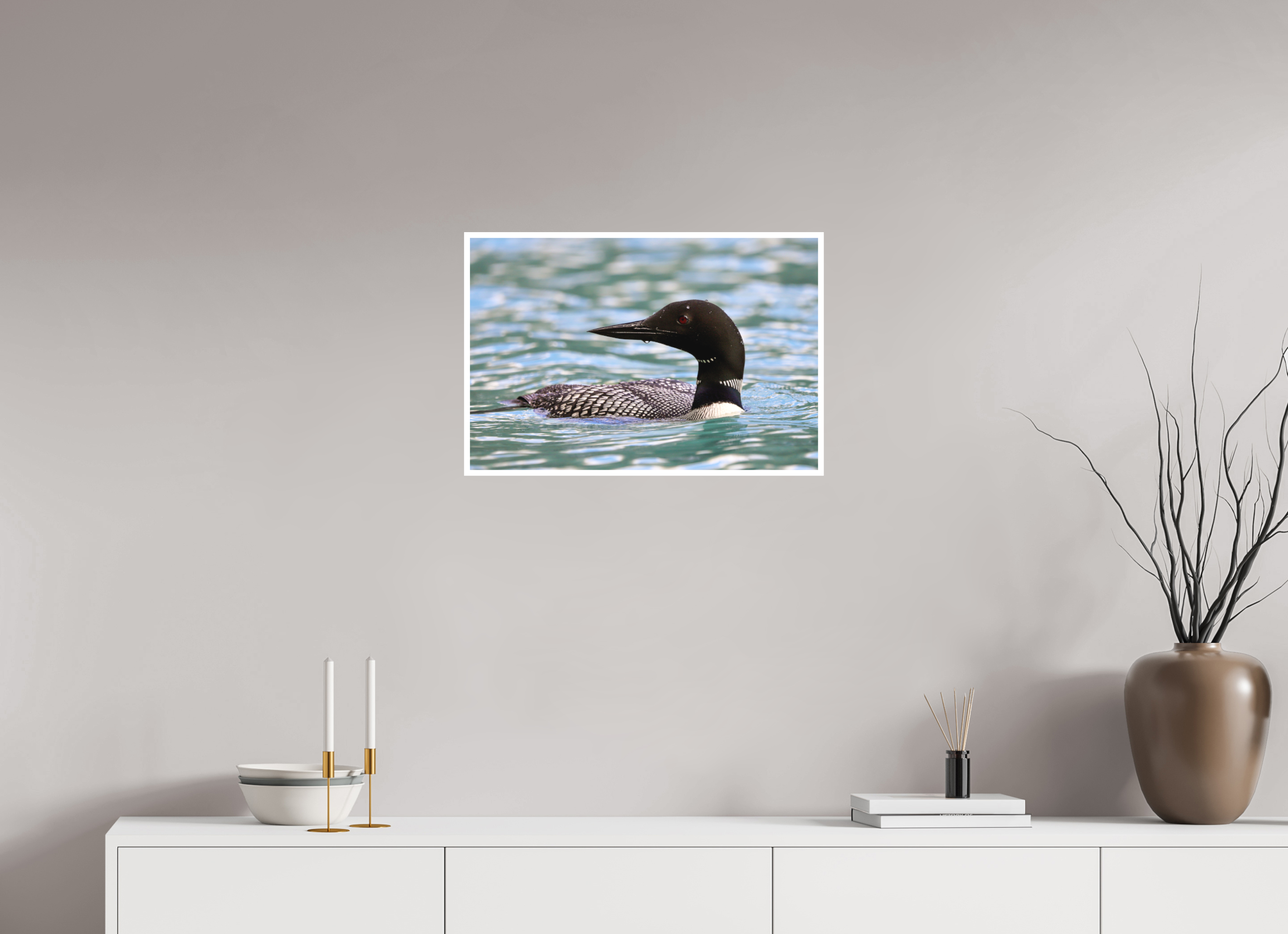60 x 40 cm, Matte Fine Print - NO FRAME Common Loon Close-Up – Wildlife Print
