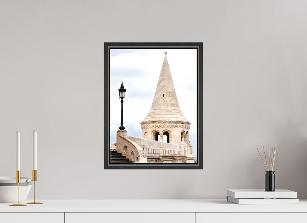 30 x 40 cm, Glossy Canvas with Black Frame Fisherman’s Bastion, Budapest – Architectural Print