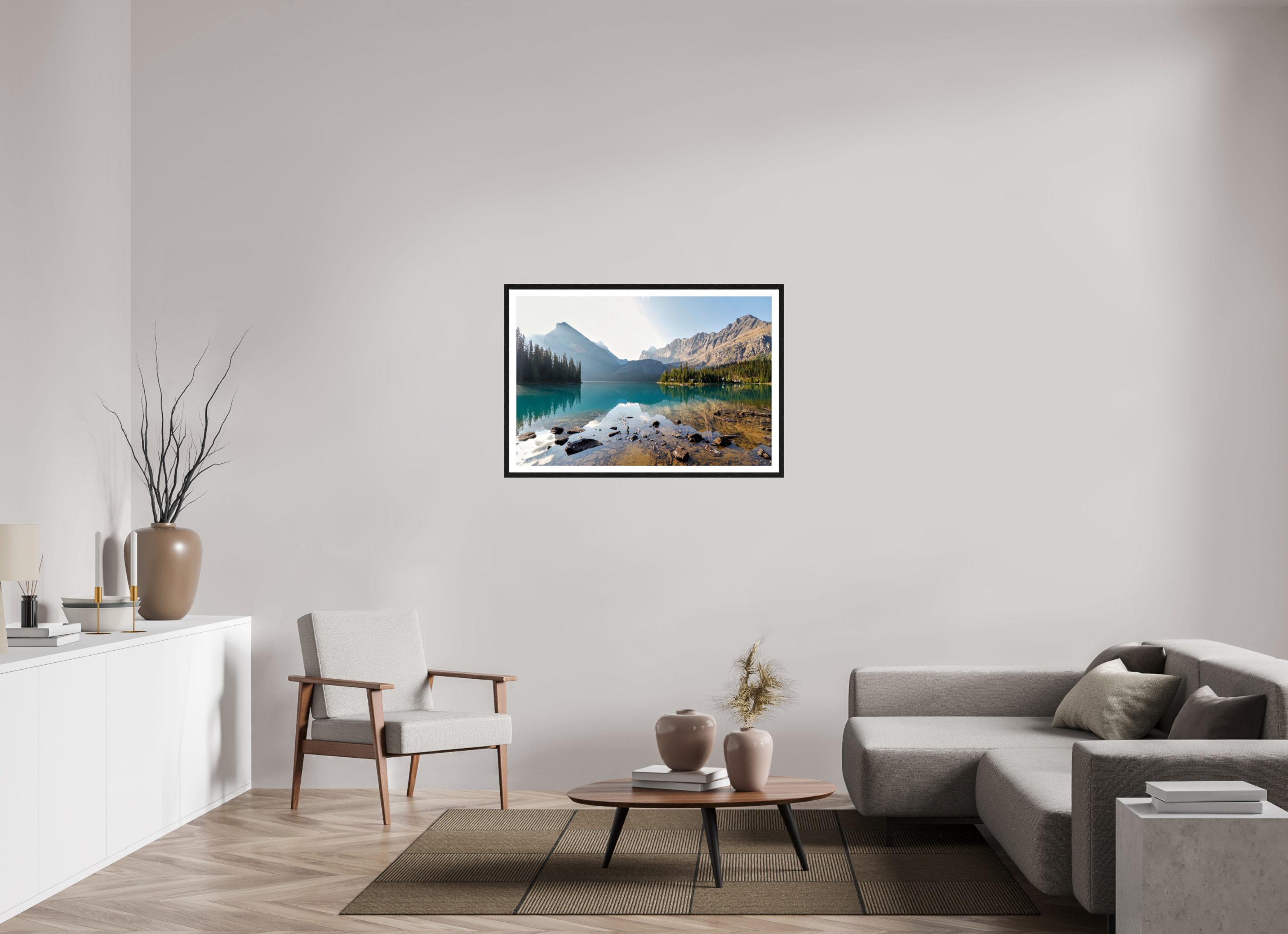 105 x 70 cm, Glossy Fine Art Print with Black Frame Lake O’Hara, Yoho National Park – Mountain Landscape Photography