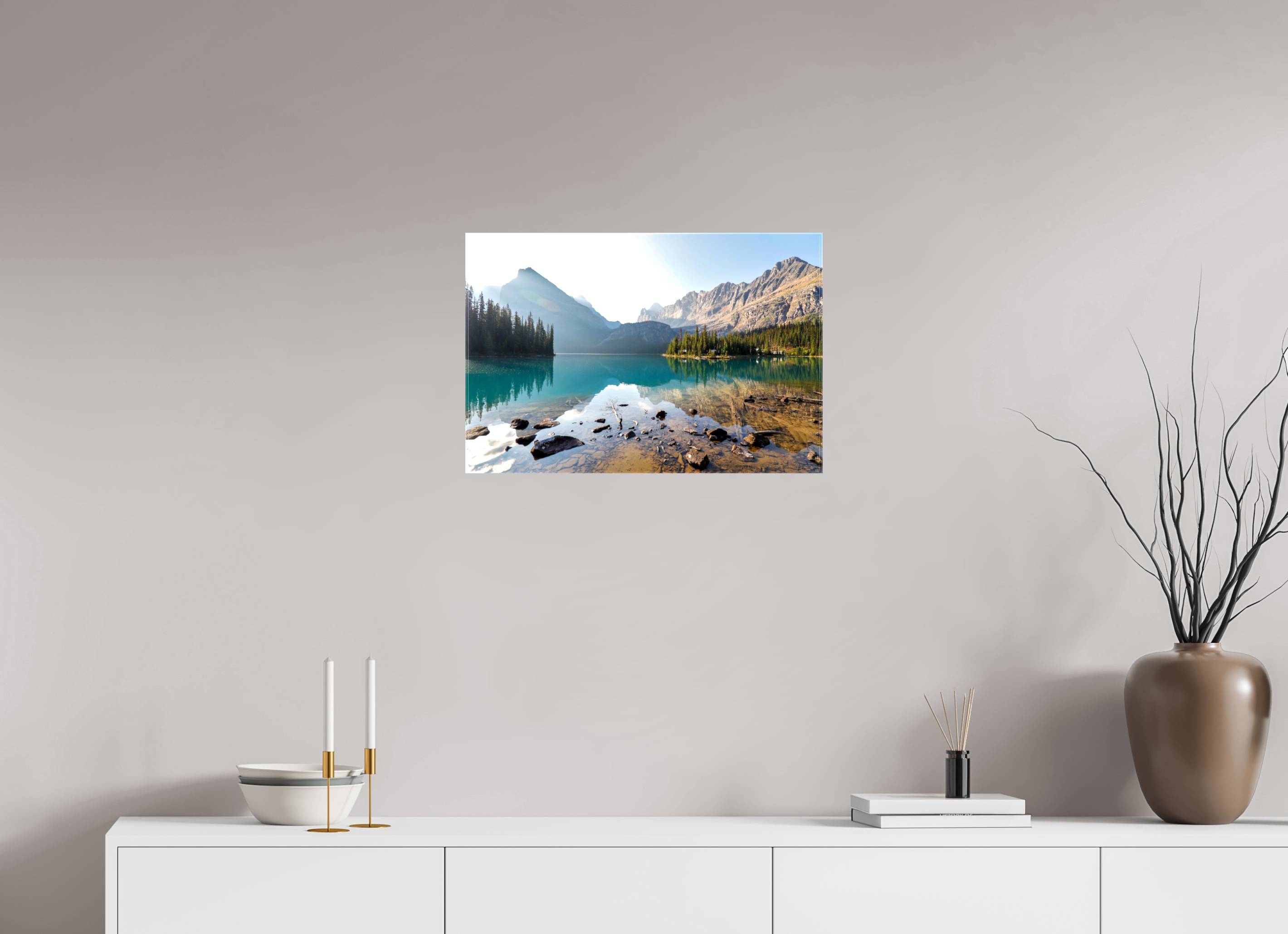 60 x 40 cm, Canvas Print - NO FRAME Lake O’Hara, Yoho National Park – Mountain Landscape Photography