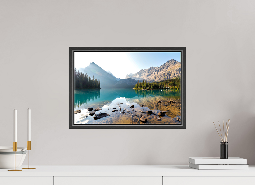 45 x 30 cm, Glossy Canvas with Black Frame Lake O’Hara, Yoho National Park – Mountain Landscape Photography