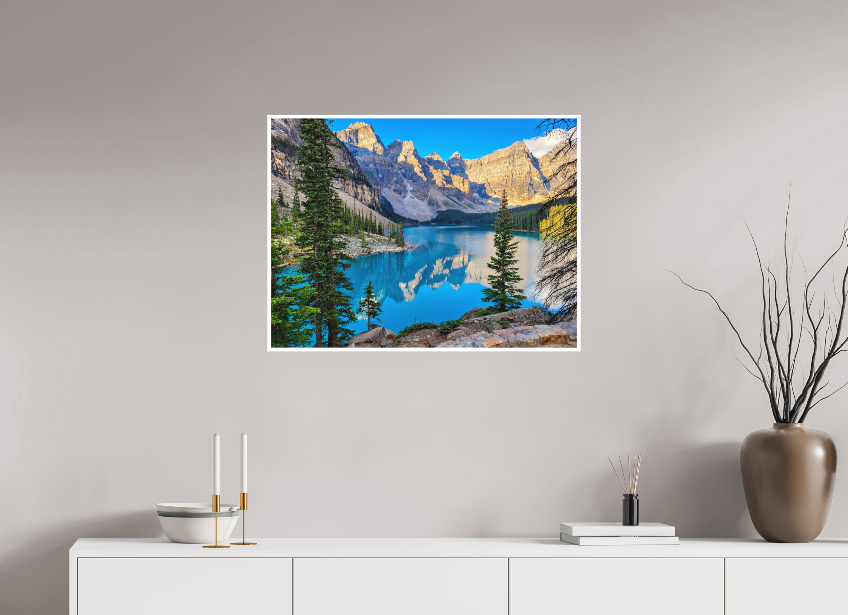 80 x 60 cm, Matte Fine Print - NO FRAME Moraine Lake, Banff – Mountain Landscape Print