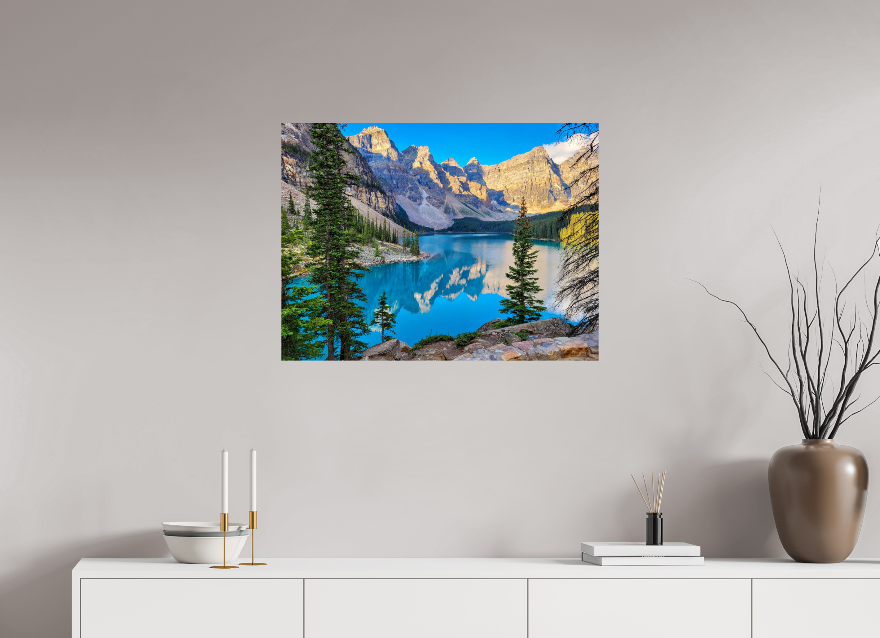 80 x 60 cm, Glossy Fine Print - NO FRAME Moraine Lake, Banff – Mountain Landscape Print