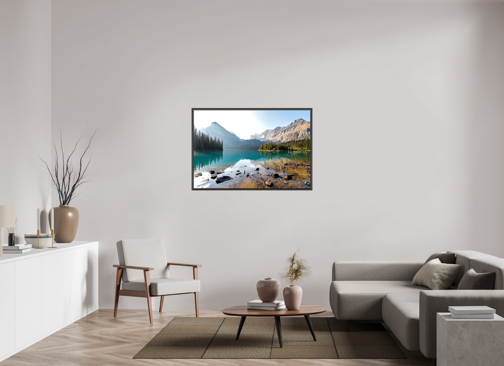 120 x 80 cm, Glossy Canvas with Black Frame Lake O’Hara, Yoho National Park – Mountain Landscape Photography