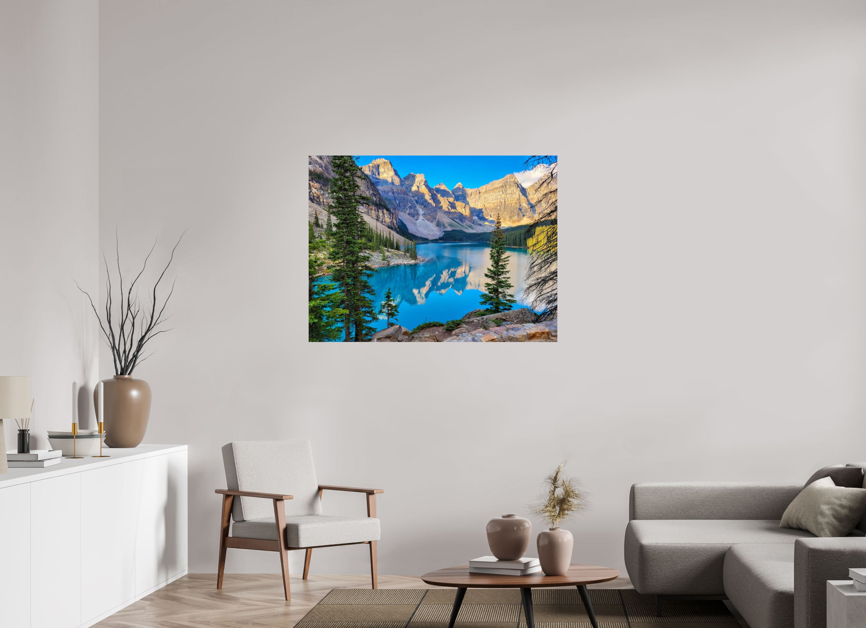 120 x 90 cm, Glossy Fine Print - NO FRAME Moraine Lake, Banff – Mountain Landscape Print