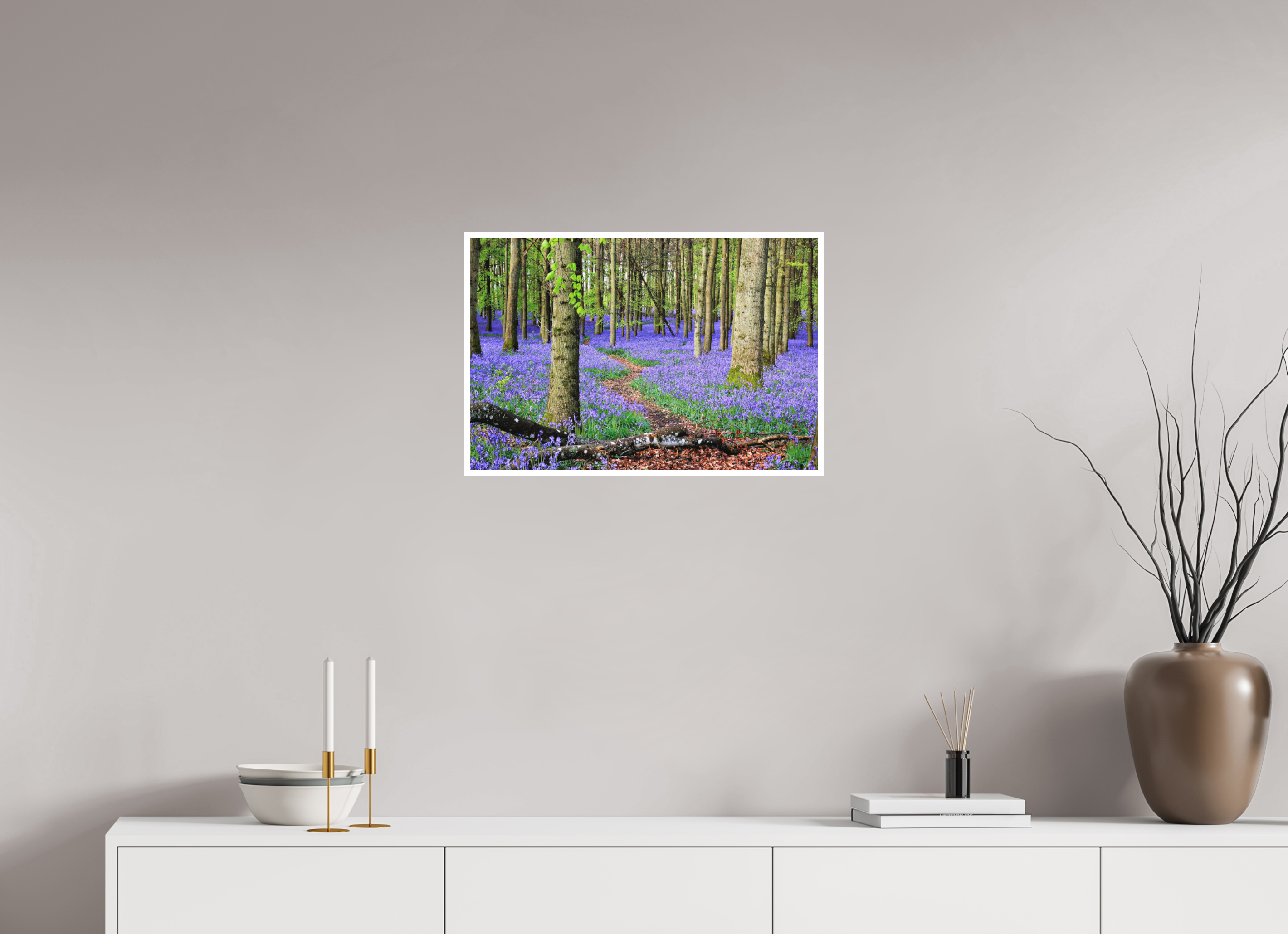60 x 40 cm, Matte Fine Print - NO FRAME Bluebell Forest in England – Nature Print