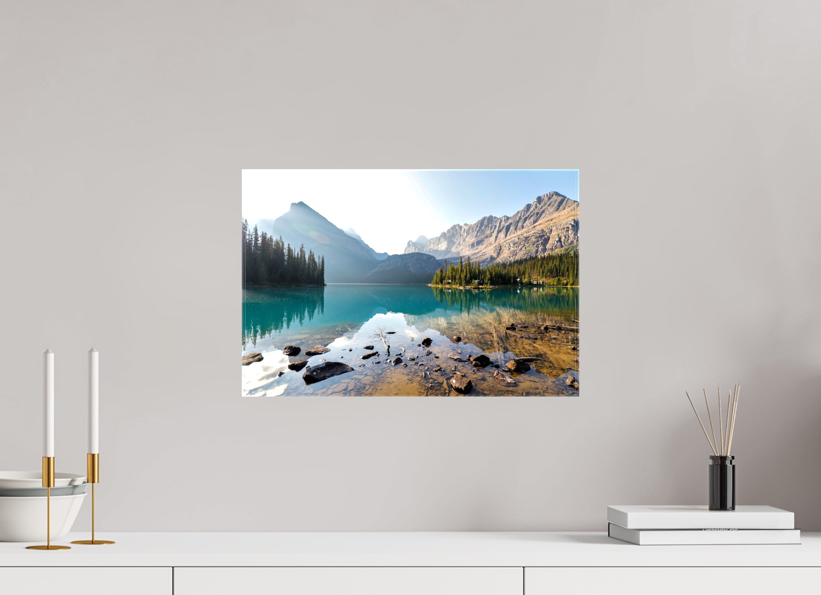 45 x 30 cm, Canvas Print - NO FRAME Lake O’Hara, Yoho National Park – Mountain Landscape Photography