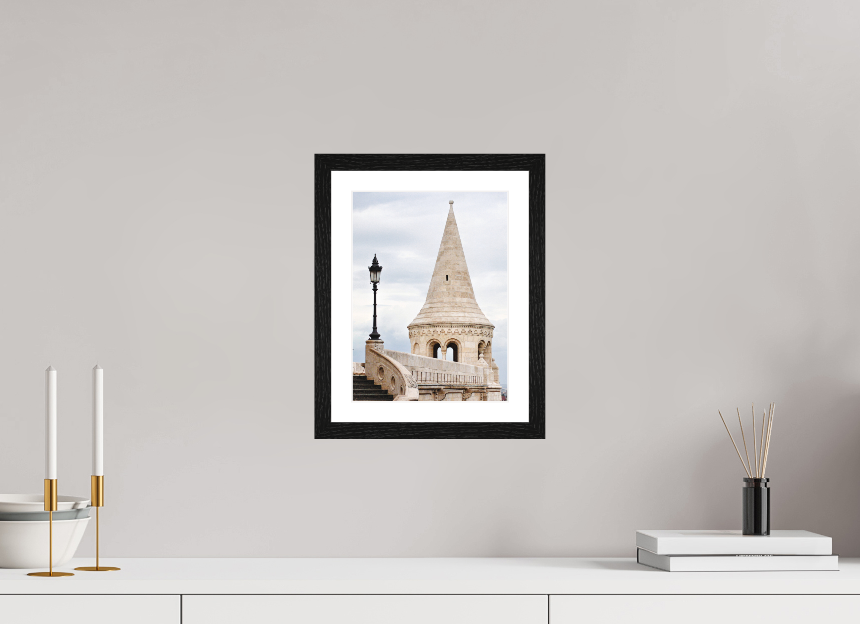 21 x 28 cm, Matte Art Prints with Black Wood Frame Fisherman’s Bastion, Budapest – Architectural Print