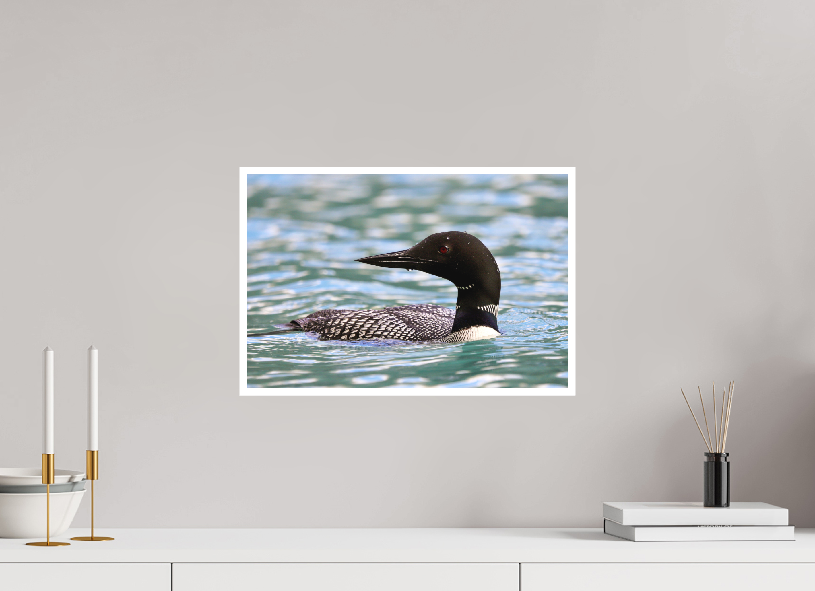 45 x 30 cm, Matte Fine Print - NO FRAME Common Loon Close-Up – Wildlife Print