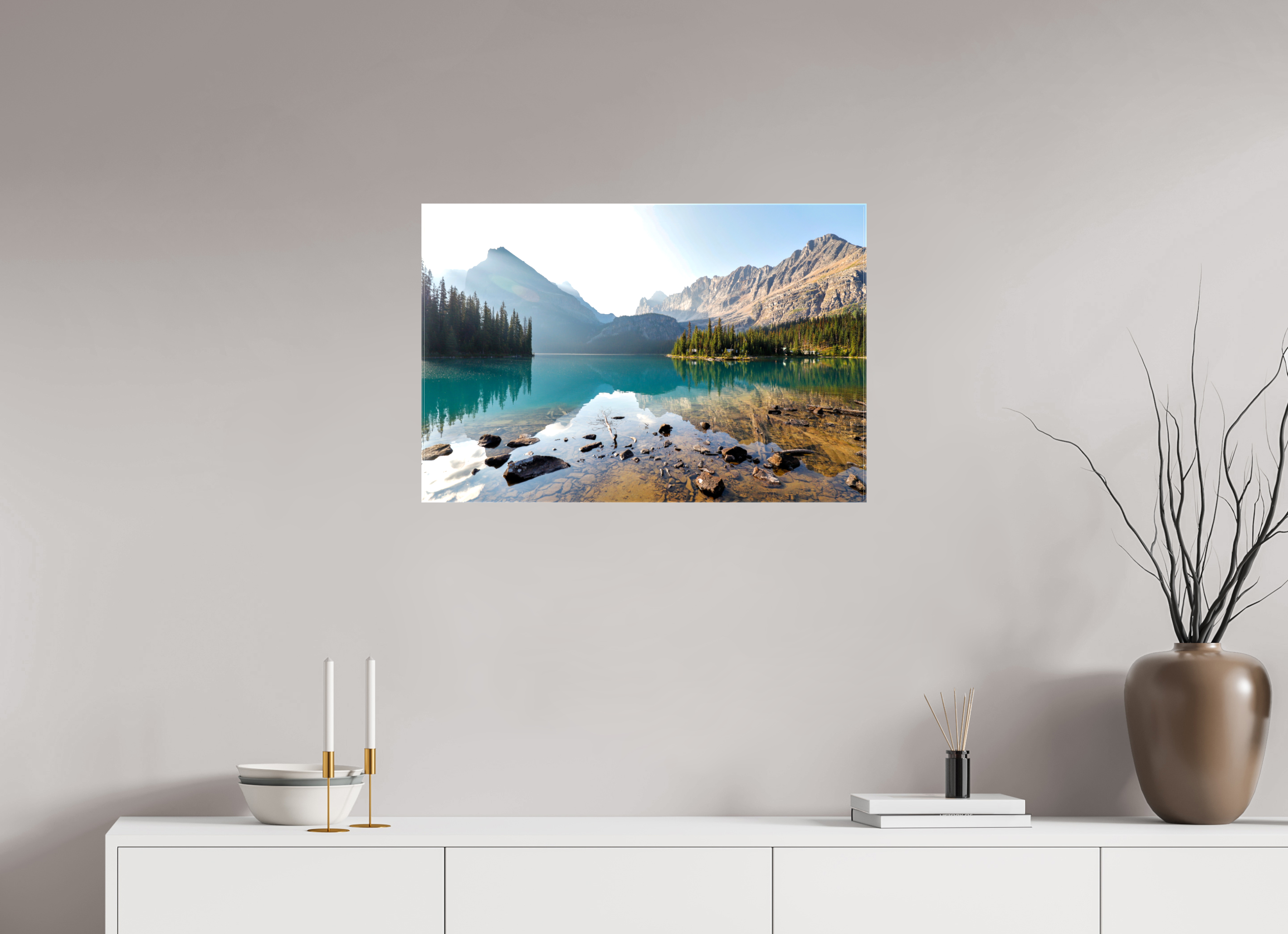 75 x 50 cm, Canvas Print - NO FRAME Lake O’Hara, Yoho National Park – Mountain Landscape Photography