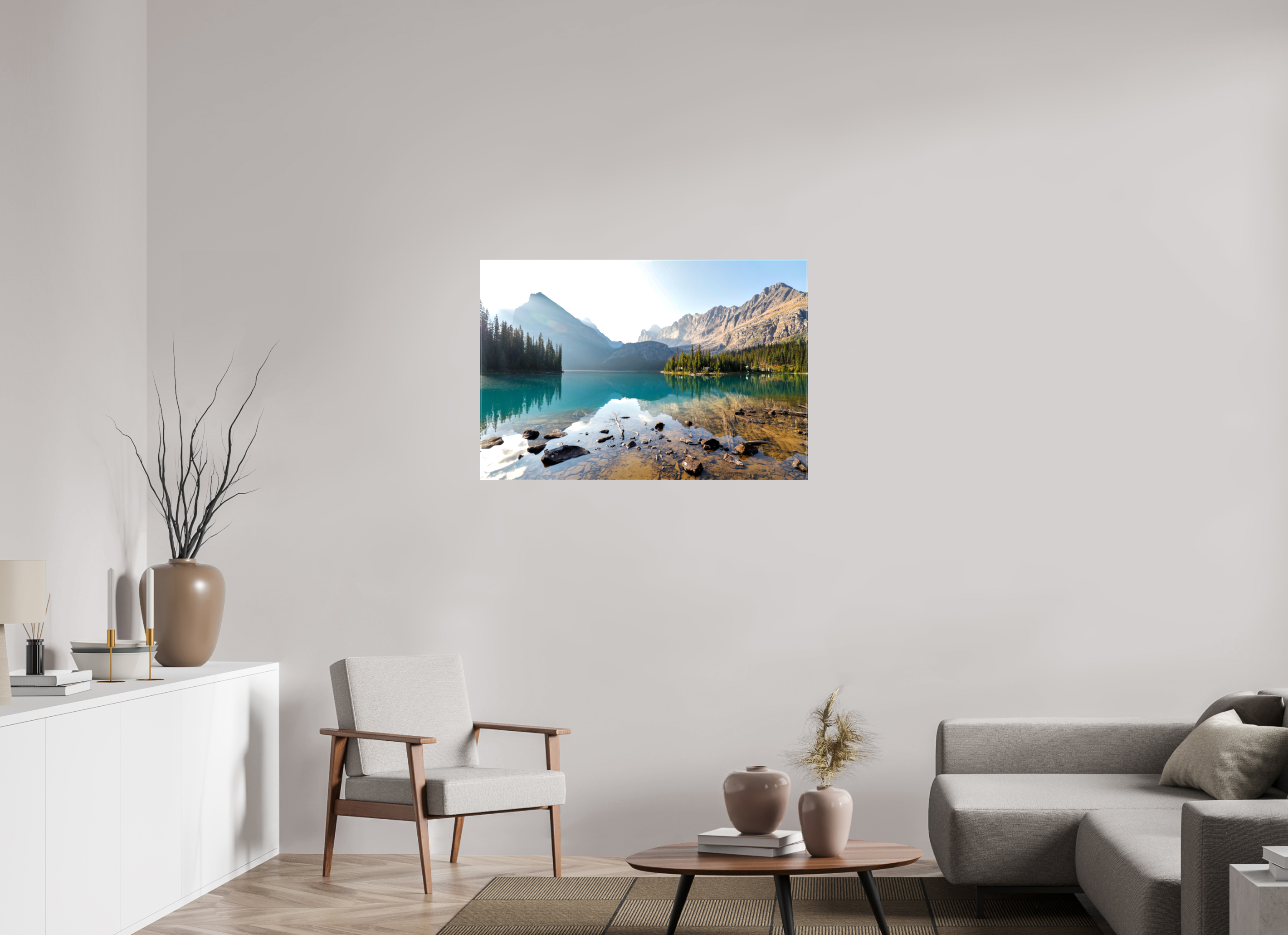 105 x 70 cm, Canvas Print - NO FRAME Lake O’Hara, Yoho National Park – Mountain Landscape Photography