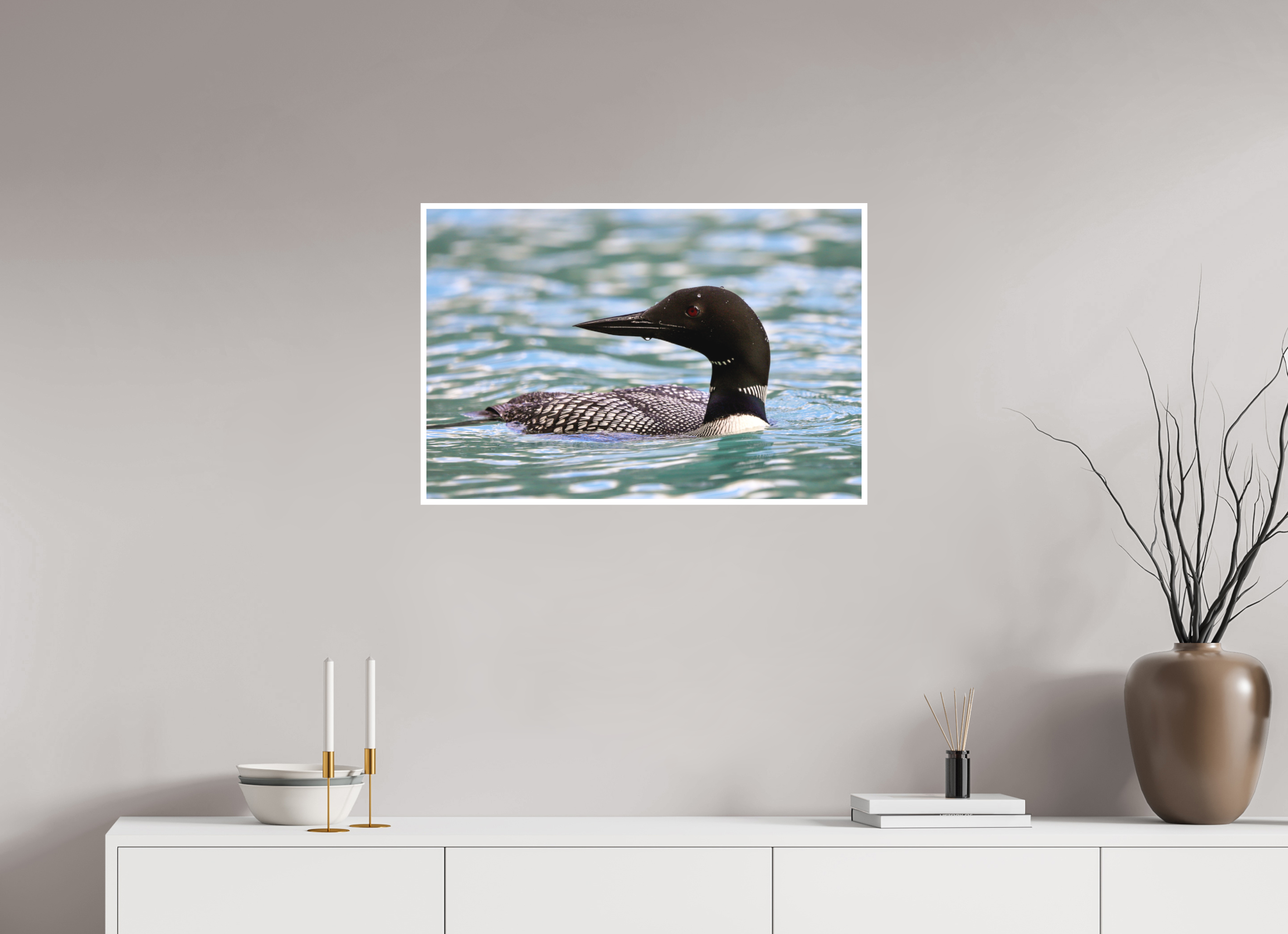 75 x 50 cm, Matte Fine Print - NO FRAME Common Loon Close-Up – Wildlife Print
