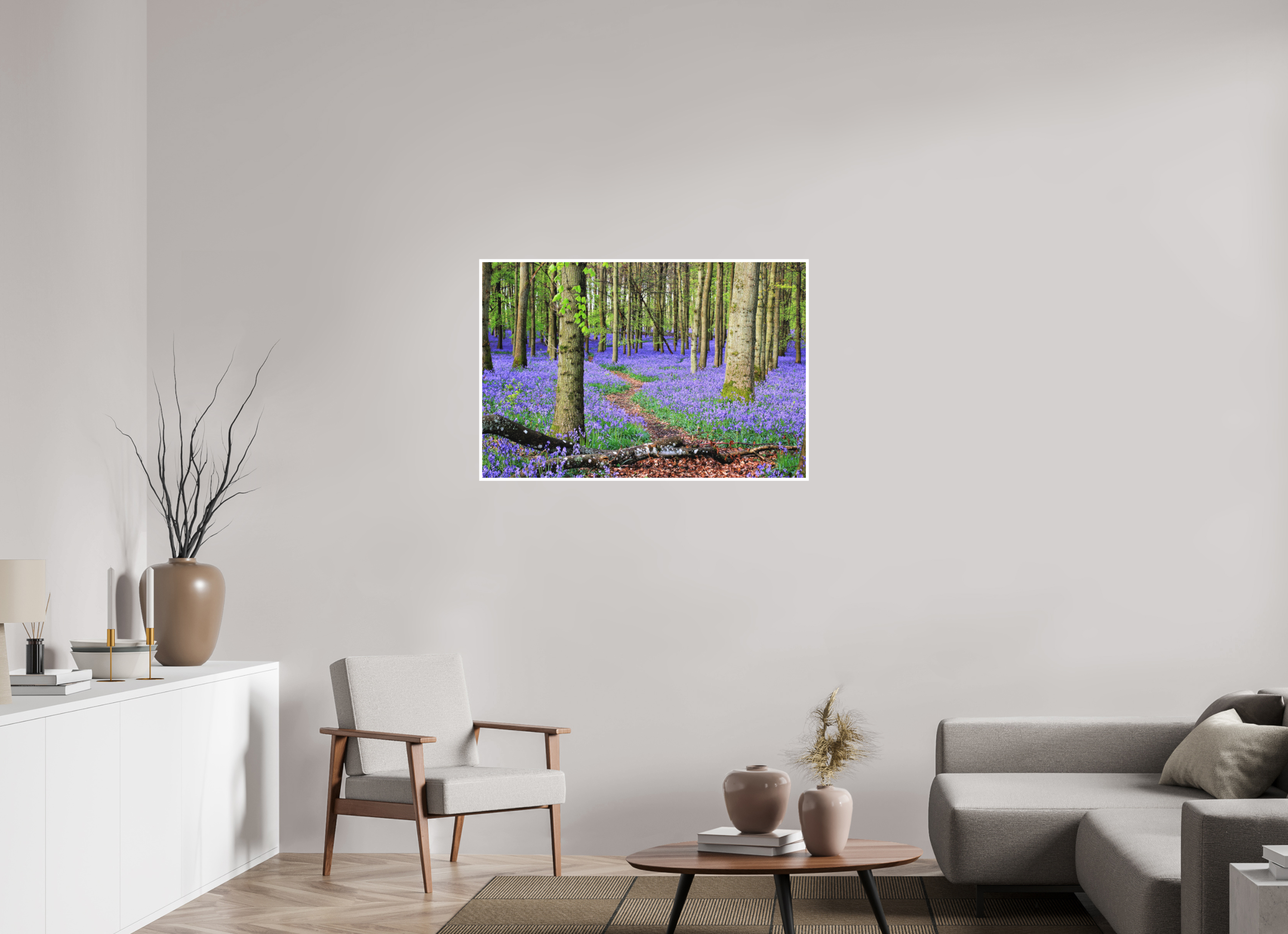 105 x 70 cm, Matte Fine Print - NO FRAME Bluebell Forest in England – Nature Print