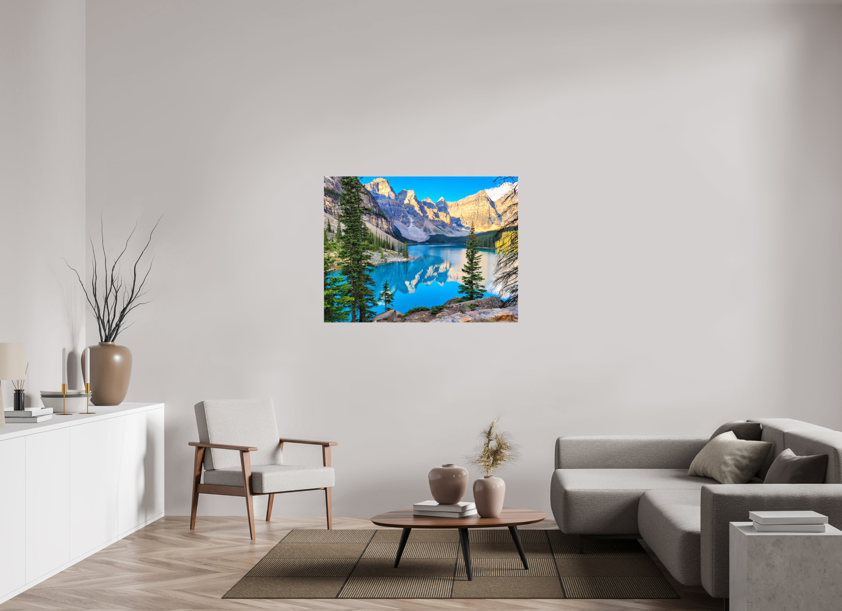 120 x 90 cm, Canvas Print - NO FRAME Moraine Lake, Banff – Mountain Landscape Print