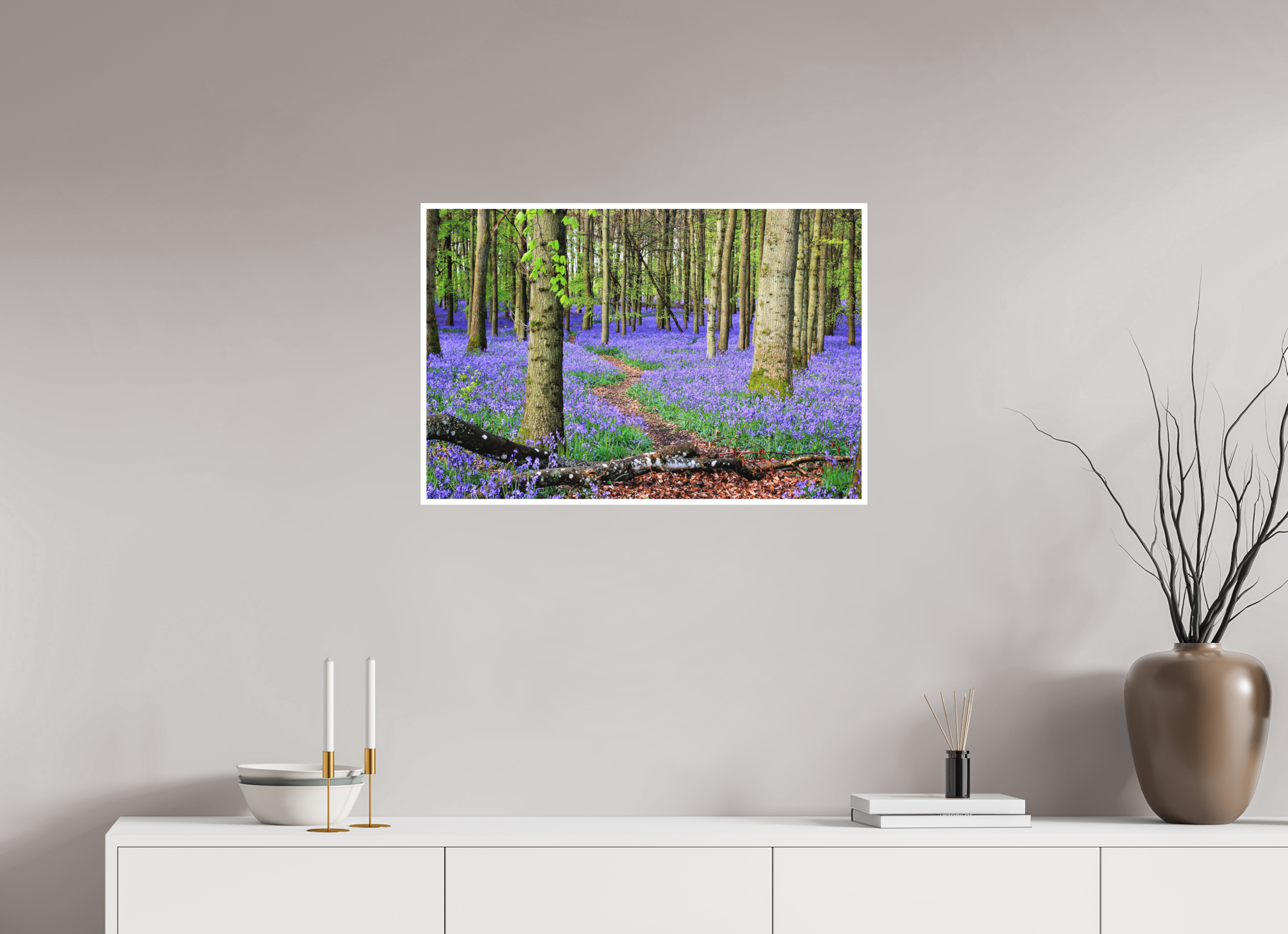 75 x 50 cm, Matte Fine Print - NO FRAME Bluebell Forest in England – Nature Print